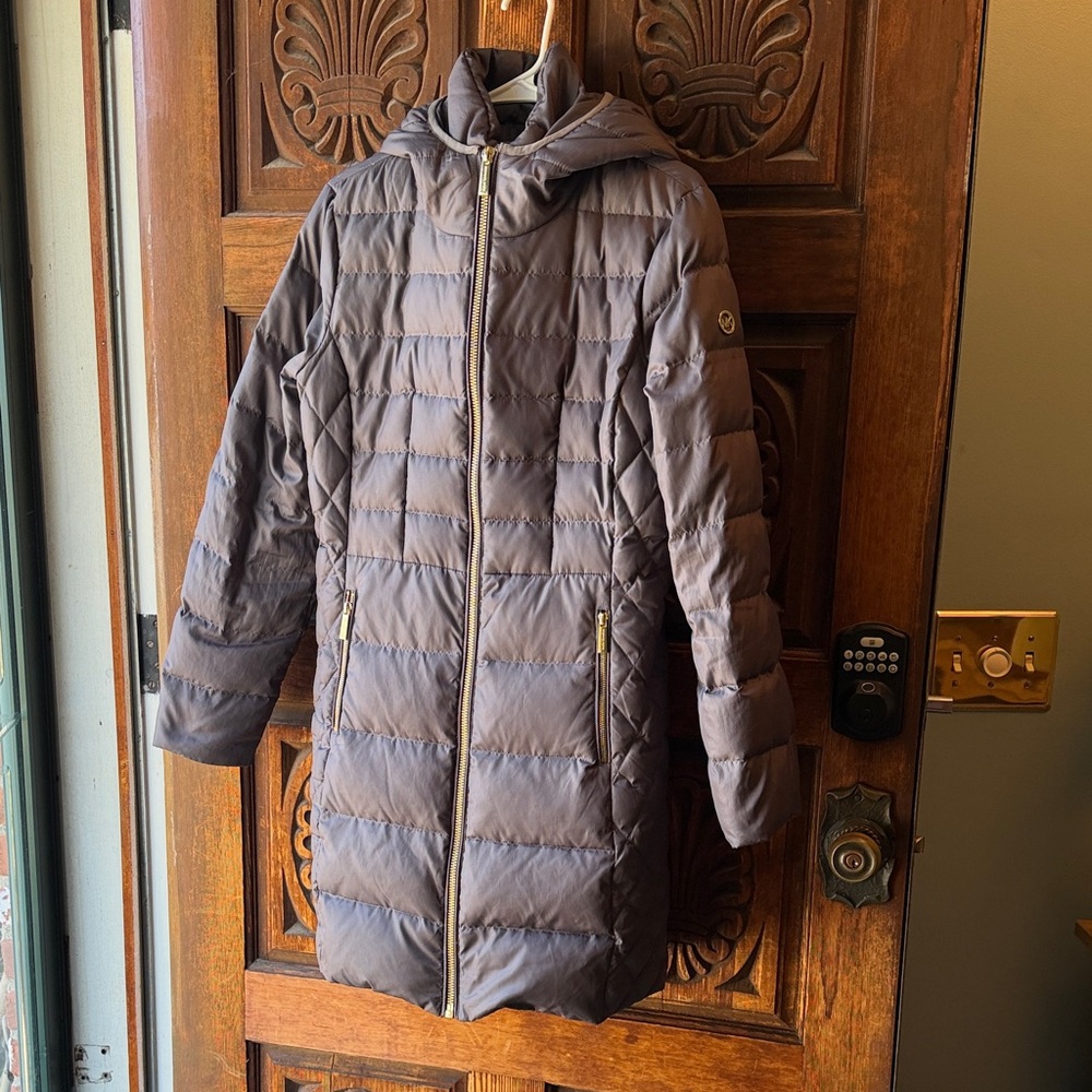 Michael Kors Long Puffer Coat - Gray/purplish inside lining torn under armpits